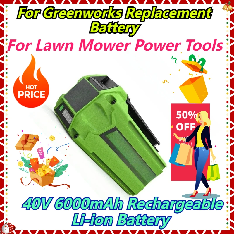 

40V 6000mAh Rechargeable Li-ion Battery For Greenworks Replacement Battery For Lawn Mower Power Tools