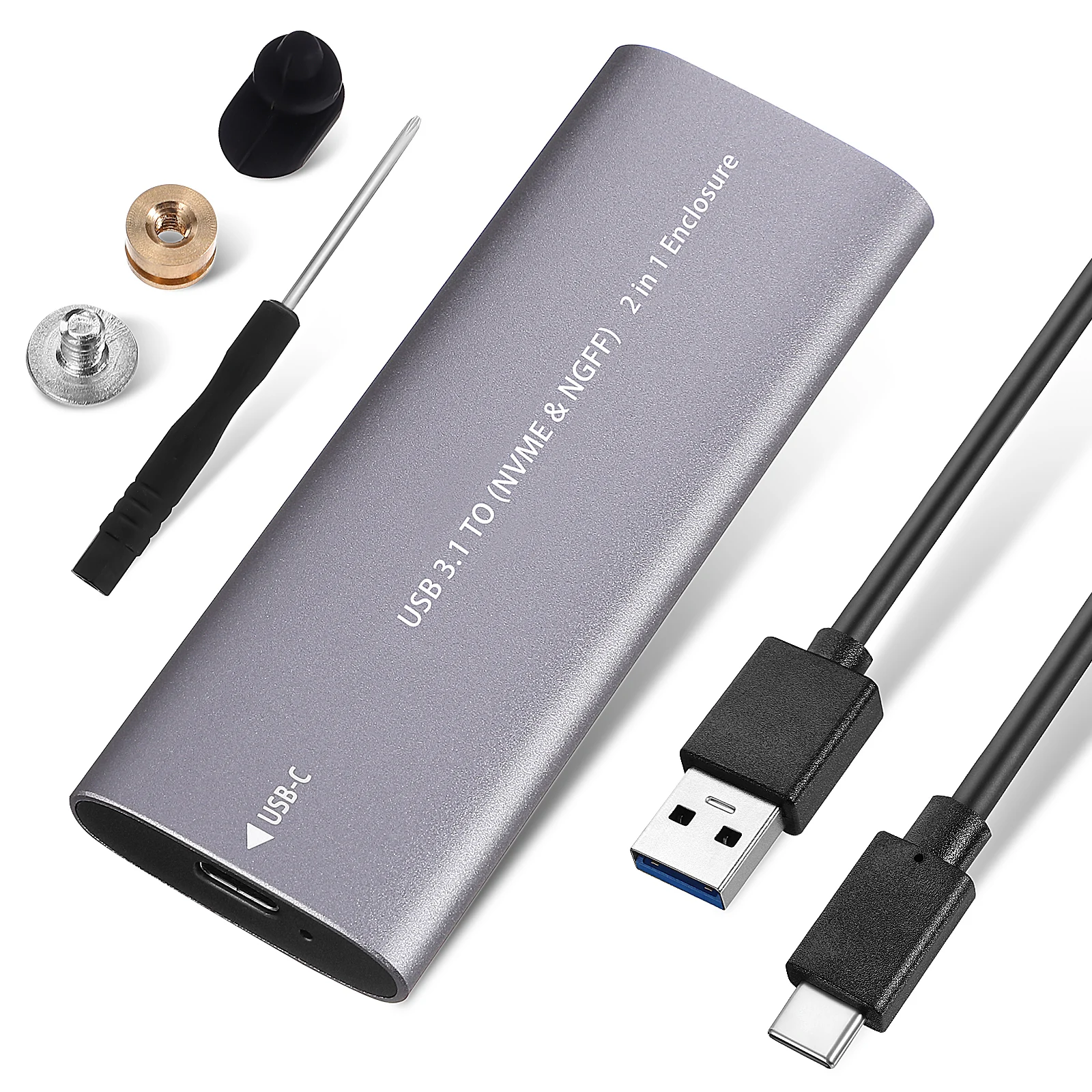 

Aluminum Alloy External Hard Drive Enclosure Portable Ssd With Cable Fast Transfer Compact For Office Laptop Router Use