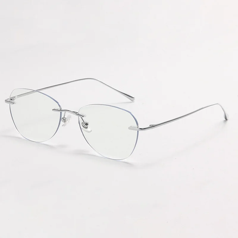 Metal Rimless Glasses Frame Women Prescription Anti-blue light Myopia Optical Cat Eyes Eyewear 0 -0.5 -1.0 -1.5 To -5.0