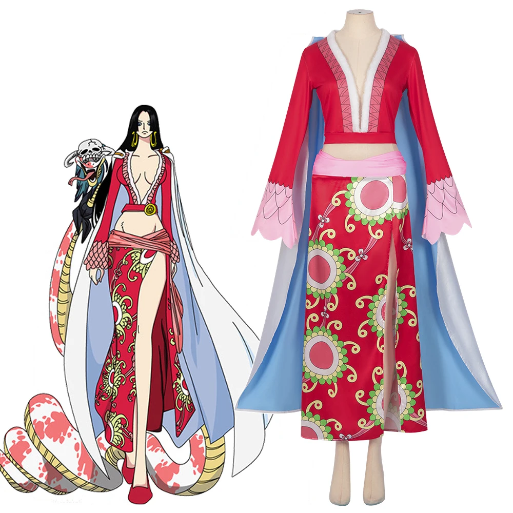 

Boa Hancock Cosplay Costumes Red Dress One Anime Piece Role Play Uniform Halloween Carnival Party Outfit For Women
