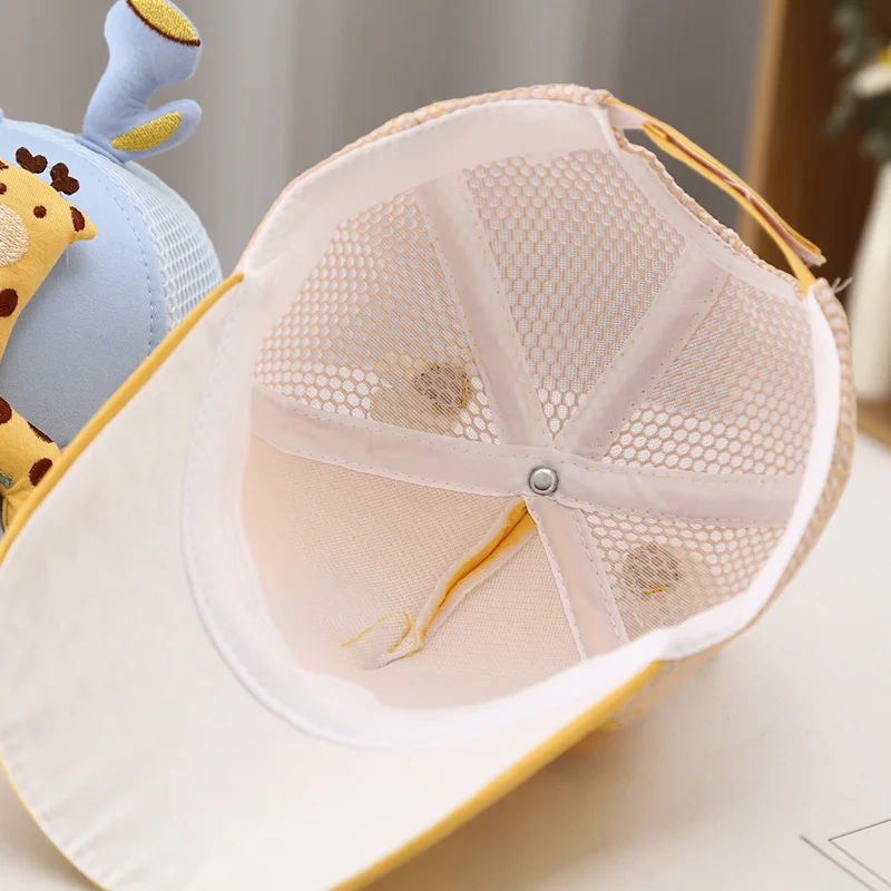 Infant Children Baseball Caps Baby Boys Girls Cute Cartoon Giraffe Mesh Breathable Hat Toddler Kids Duck Tongue Hat Wholesale