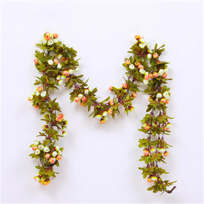 Artificial Roses Foliage Garland Hanging Guide Plastic Flower Vine Suspended Ceiling Decoration