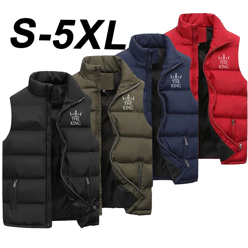 High quality men\'s winter fashion down vest Men\'s sleeveless jacket Cotton vest Outdoor thermal insulation printed down jacket