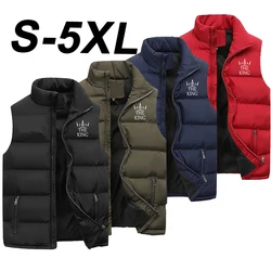 High quality men's winter fashion down vest Men's sleeveless jacket Cotton vest Outdoor thermal insulation printed down jacket