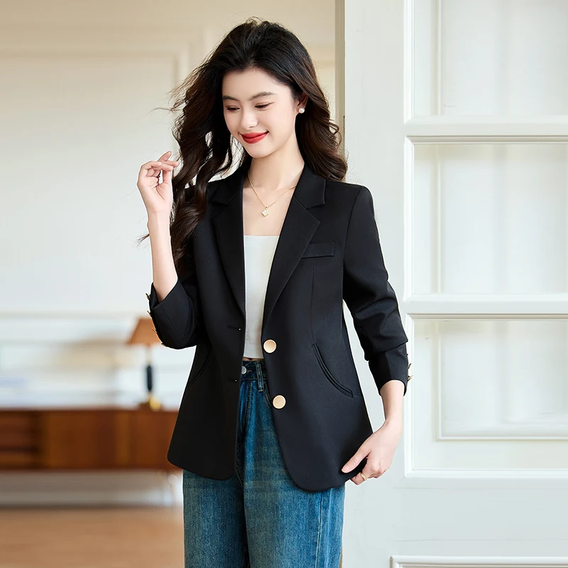 Navu luz verde casual feminino blazer primavera novo estilo solto versátil estudante jaqueta escritório senhoras único breasted casaco topos