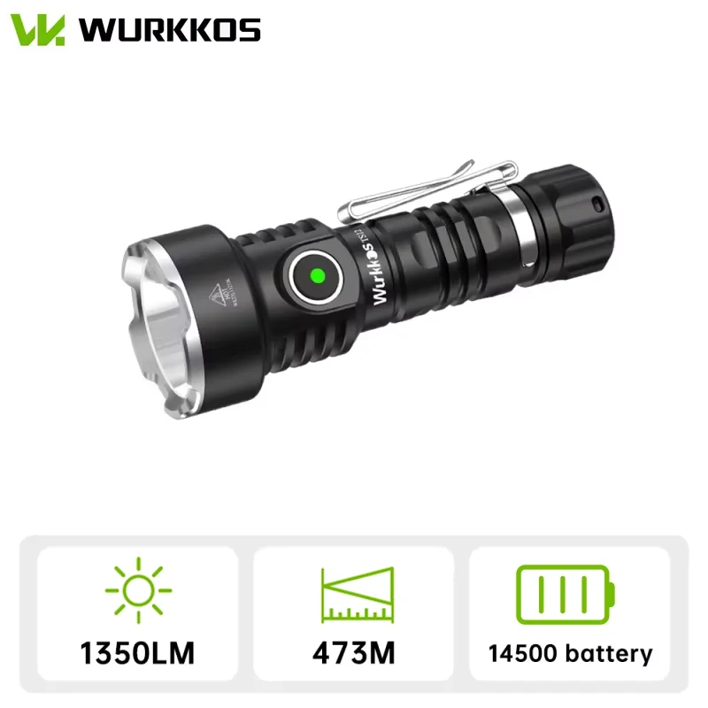【セール中】Wurkkos TS12 ミニ 14500 充電式 EDC 懐中電灯 1050LM スロー 432M SFT25R LED IP68 防水磁気テールトーチ ベゼル付き