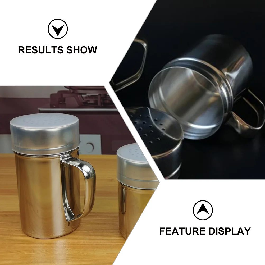 

2Pcs Stainless Steel Seasoning Bottles Handle Kitchen Salt Pepper Containers Practical Stainless Steel Salt Pots