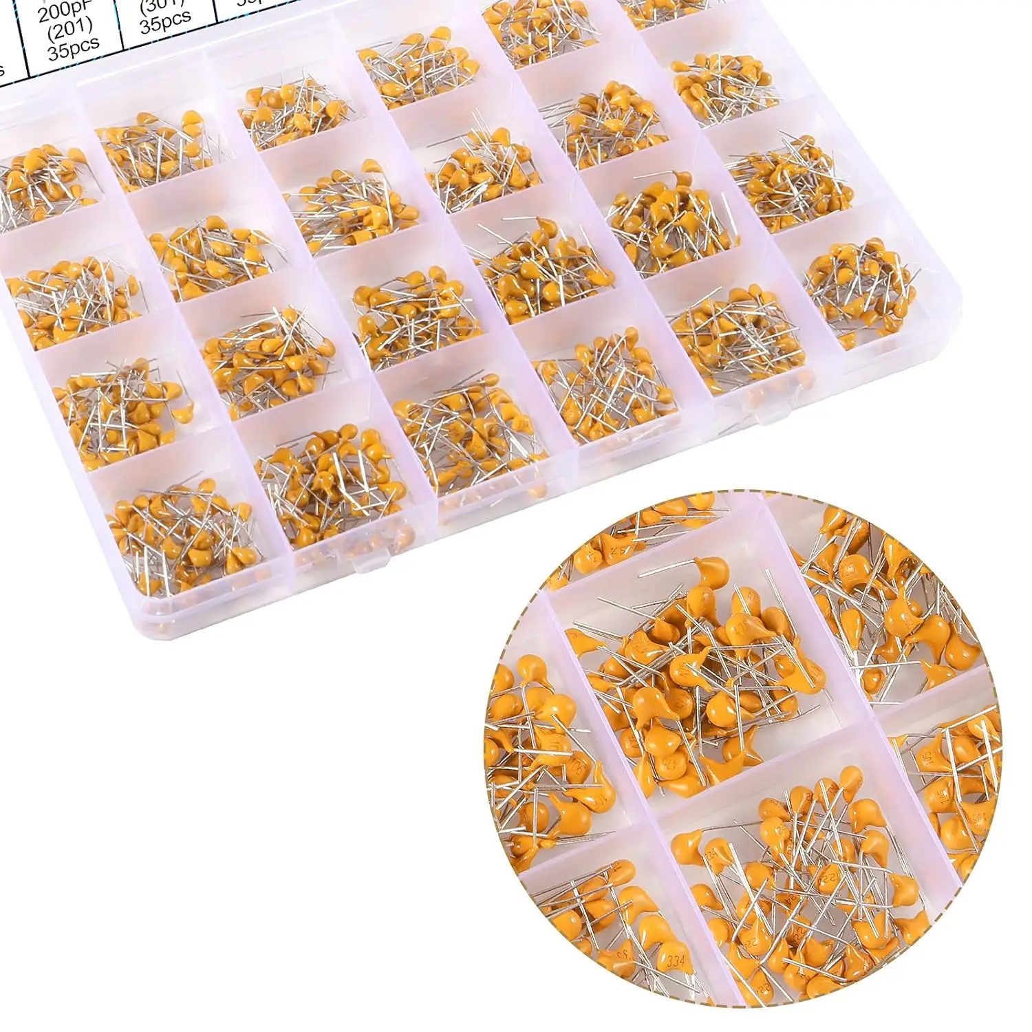 840 Pieces 24 Value 50V Ceramic Capacitor Assortment Kit, Multilayer Monolithic Ceramic Capacitor Assortment Kit 10pF - 10nF