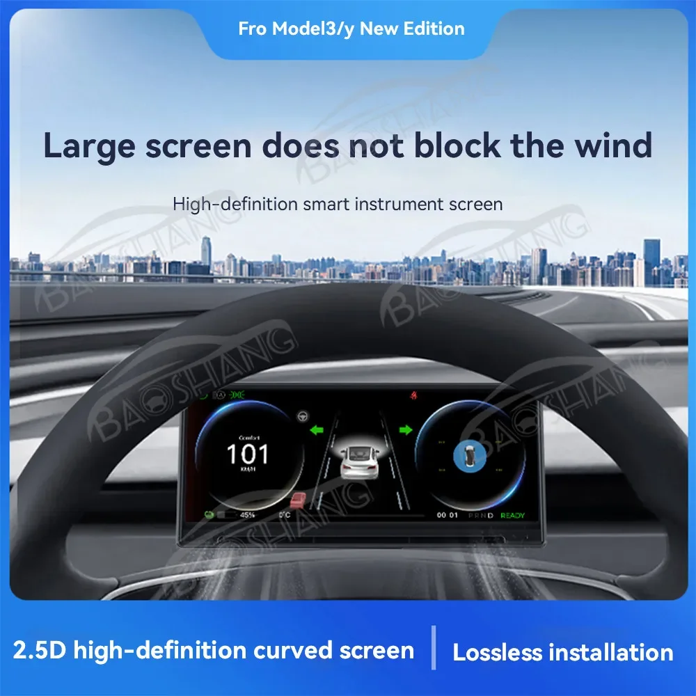 2025 ZWautel 8.9 Inch 1920*720 Digital Cluster for Tesla Model 3/Y Car HD Dashboard Instrument Panel Speed Meter Cockpit Carplay