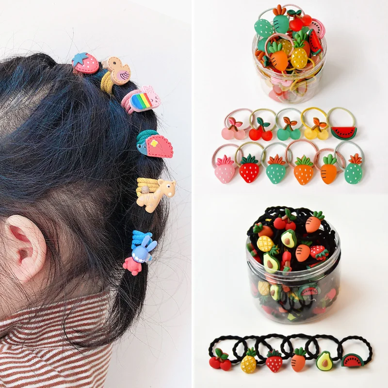 

6/10/20/30pcs Girls Hair Rubber Bands Set Children Cartoon Fruit Flower Scrunchies Cute Hair Accessories Kids Elastic Hairring