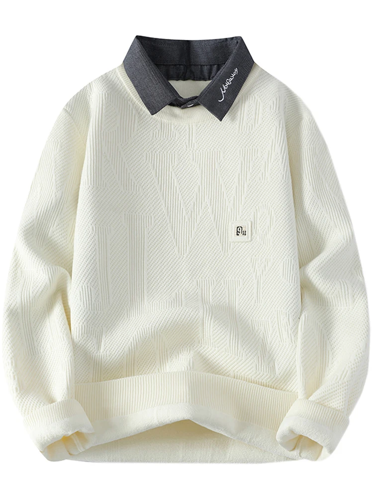 

Men's Knitted Fce Lined Thiened irt Collar Sweater Autumn Winter New Sle Warm Clothes Soft Comfortable Polyester Nylon