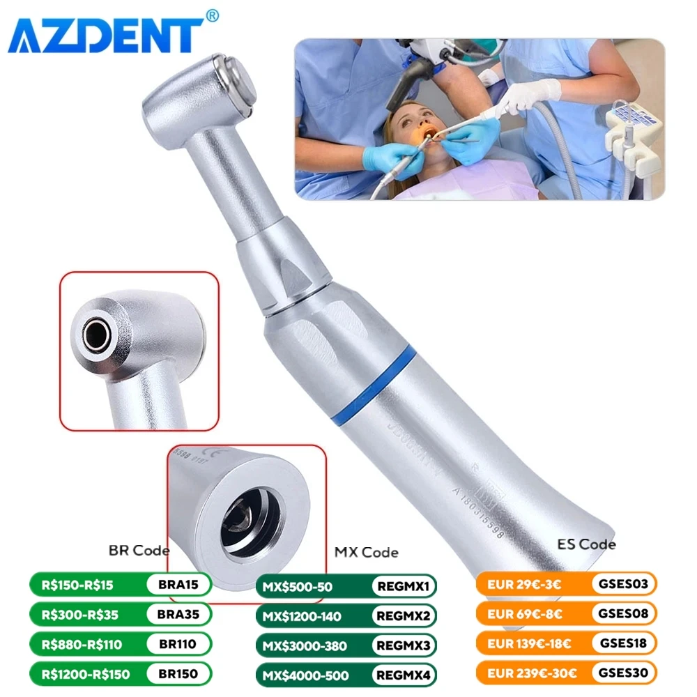 Dental E-type Push Button Contra Angle AZDENT Low Speed Handpiece Bur Odpowiedni 2,35 mm Autoclavable 135 ° C