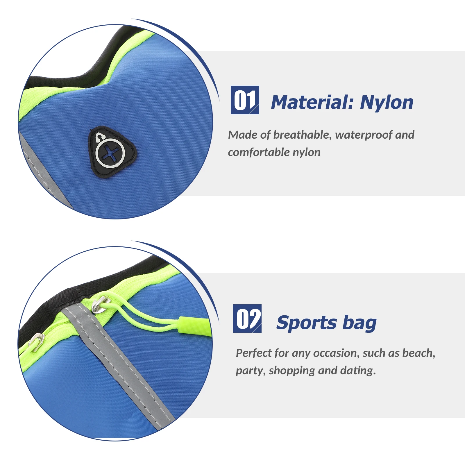 

Slim Waist Pack 3 Pockets Adjustable Waterproof Nylon Running Waist Bag for Men Women Outdoor Sports Phone Headphone Hole