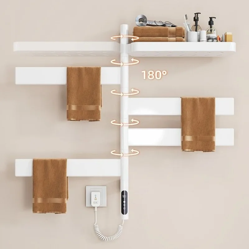 Bathroom Wall Electric Towel Rack Smart Dry Hot Towels Hanger Without Drilling Convenient Hanging Bathroom Accessories