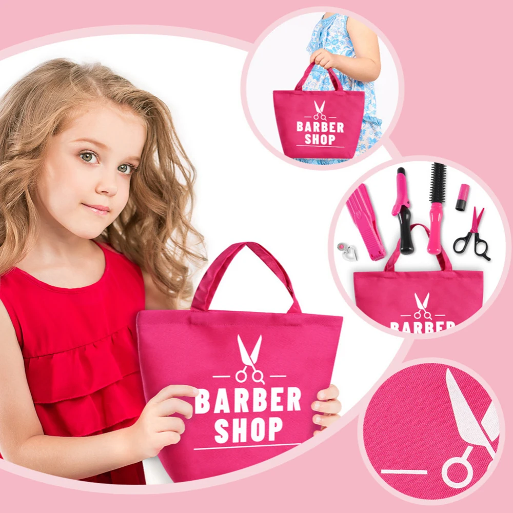 Girls Beauty Salon Set Pretend Play Hair Cutting Kit Hairdresser Toy With Hair Dryer Scissors Barber Apron Stylin Accessories