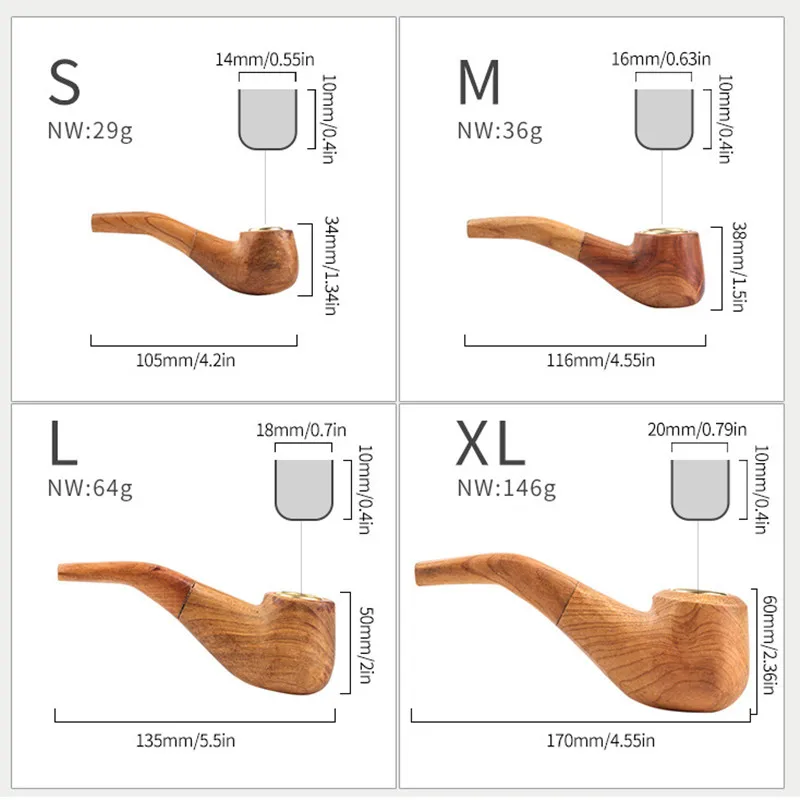 Solid Wood Tobacco Pipe Retro Handmade Wooden Pipe Alloy Herb Smoke Pot Portable Durable Smoking Pipe For Beginner Men\'s Gadgets