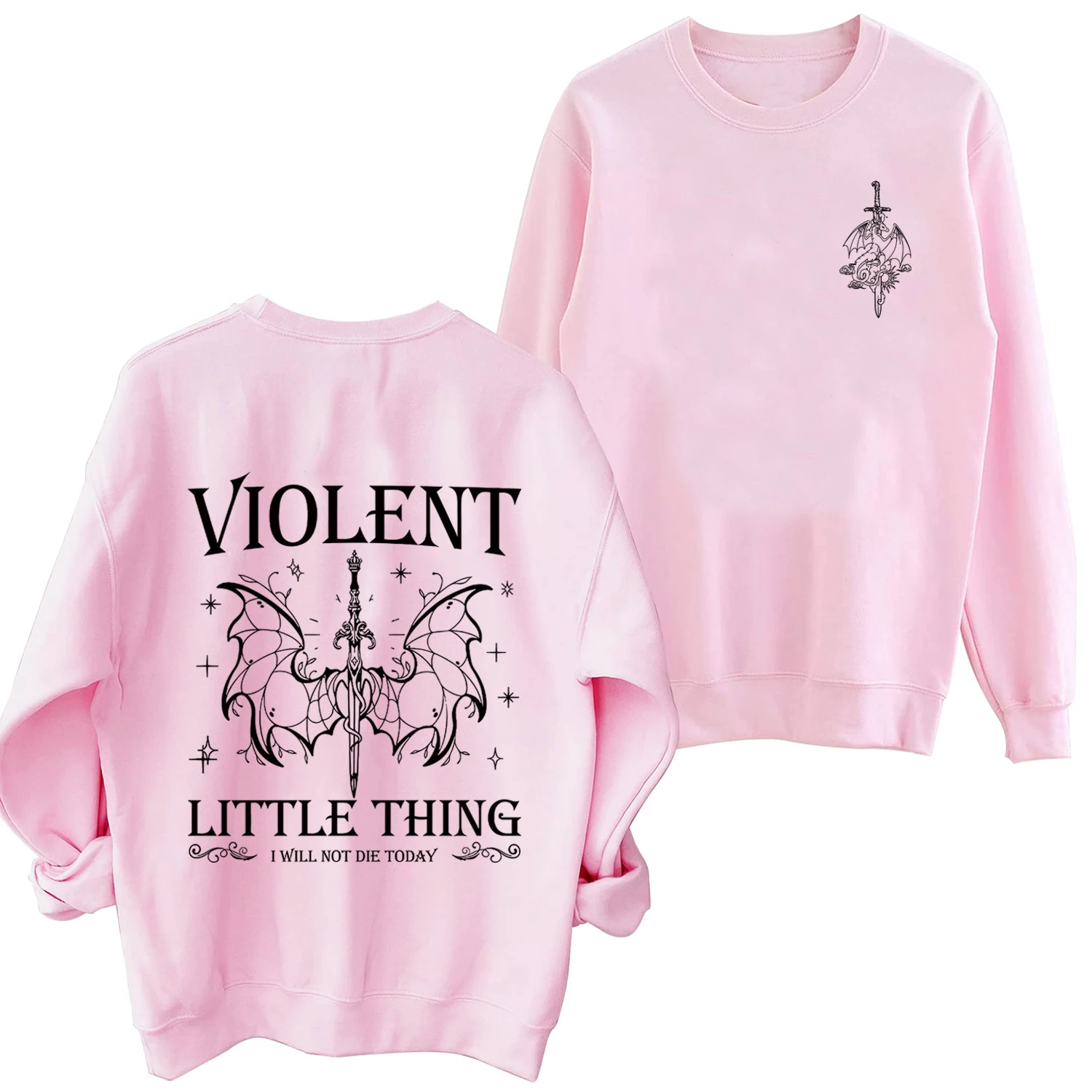 Sweat à Capuche à Manches sulfet Col Rond Unisexe, Vêtement Violent Little Thing, Imprimé Dragon Rider, Fourth Wing Fan, Cadeau, Printemps et Automne