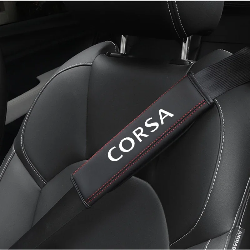 for Opel CORSA for 1pc Cowhide for Opel ASTRA Car Interior Seat Belt Protector Cover For car Auto Accessories