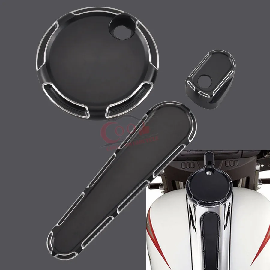 

Motorcycle Ignition Cap Switch Dash Insert Caps Fuel Tank Door Covers Set For Harley Davidson Touring FLHX Road Glide FLTRX