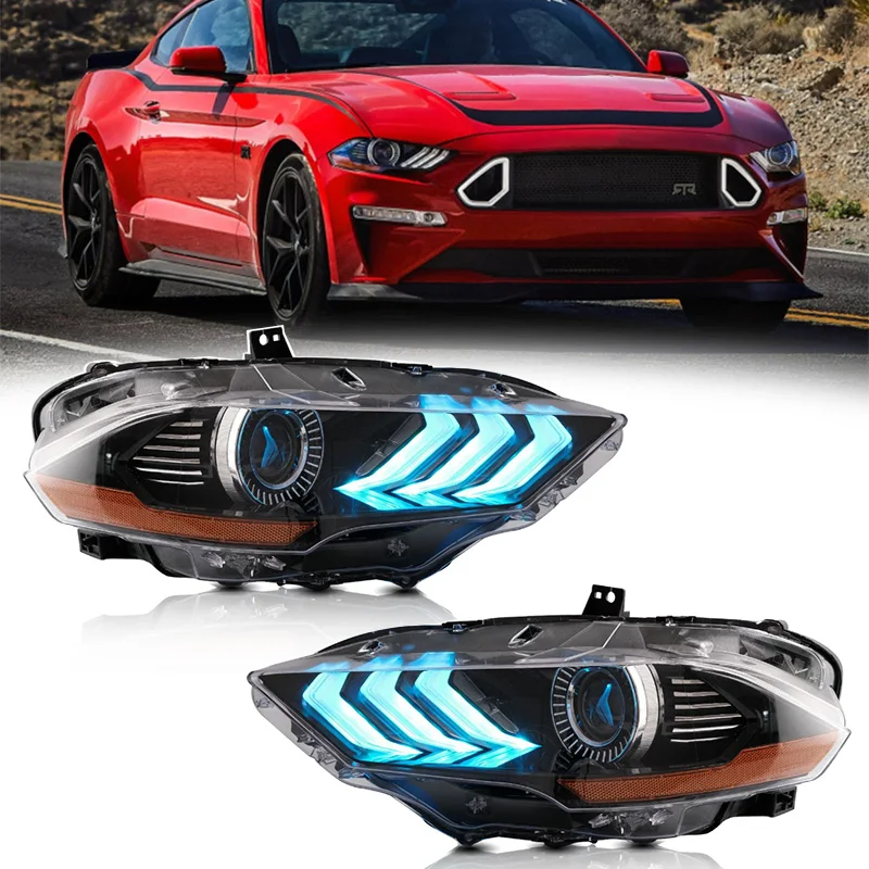 

Euro Look 5 Modes For Ford Mustang 2018 2019 2020 2021 Car Led Headlight Assembly Hi Low Beam DRL Tuning Light Plug And Play 12V