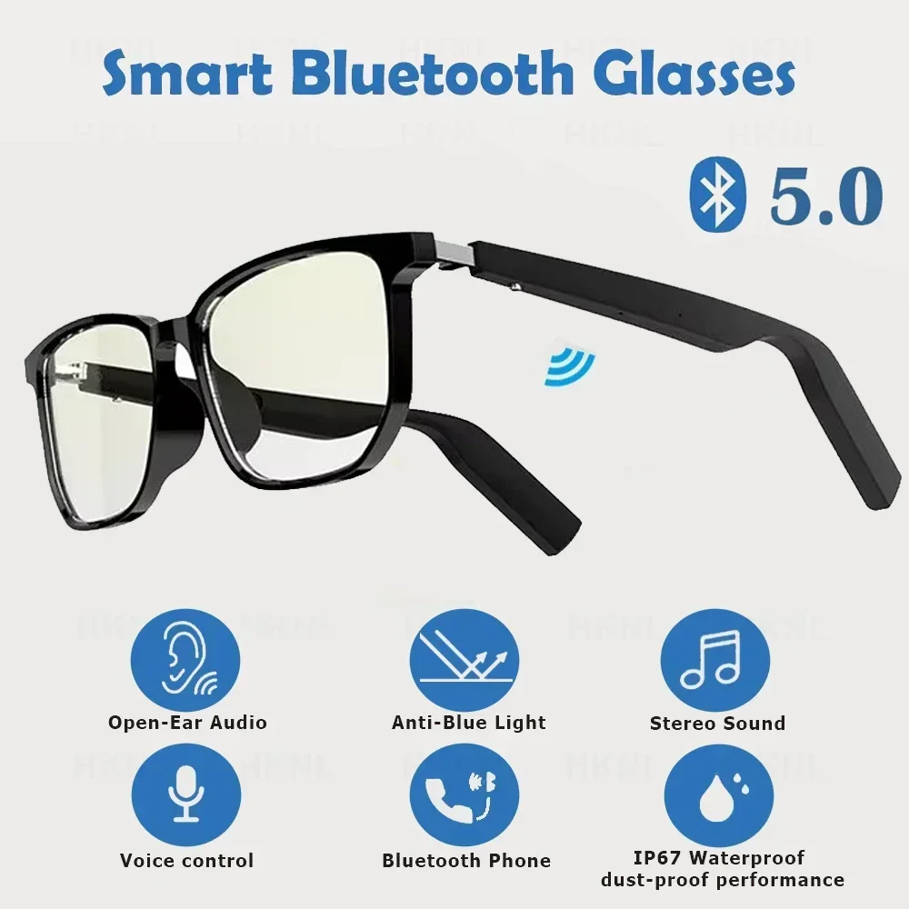 Smart 3D Anti-Blue Voice Control Glasses Wireless Bluetooth Sunglasses Hands-Free Calling TWS Music Sports Waterproof Eyeglasses