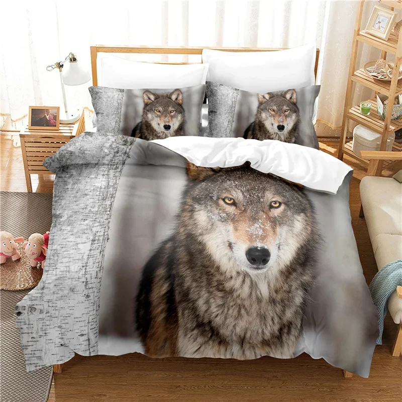

3D Print Wolf Dekbedovertrek 200x200 Duvet Cover Set Home Bedding Sets European American Style Animals Bed Linens Cover Twin