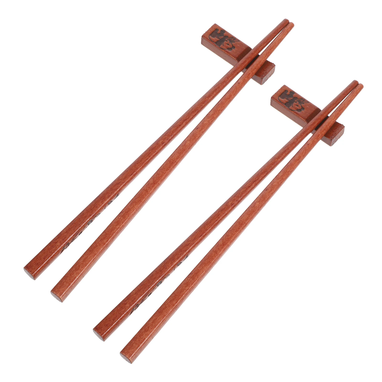 

2Sets Panda Chopsticks Natural Wood Reusable Engraved Chopsticks Holder Chopstick Rest Lunar New Year Housewarming Gift