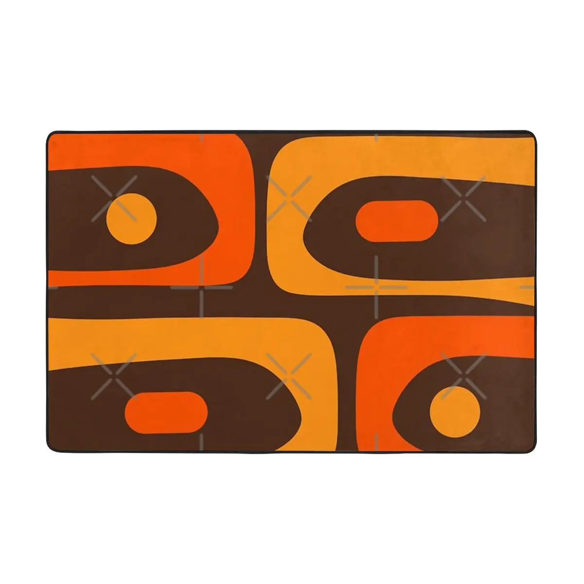 Mid-Century Modern Piquet Retro Minimalist Abstract In 70s Brown And Orange Rug Carpet Bed Door Rug 24x36in Or bigger