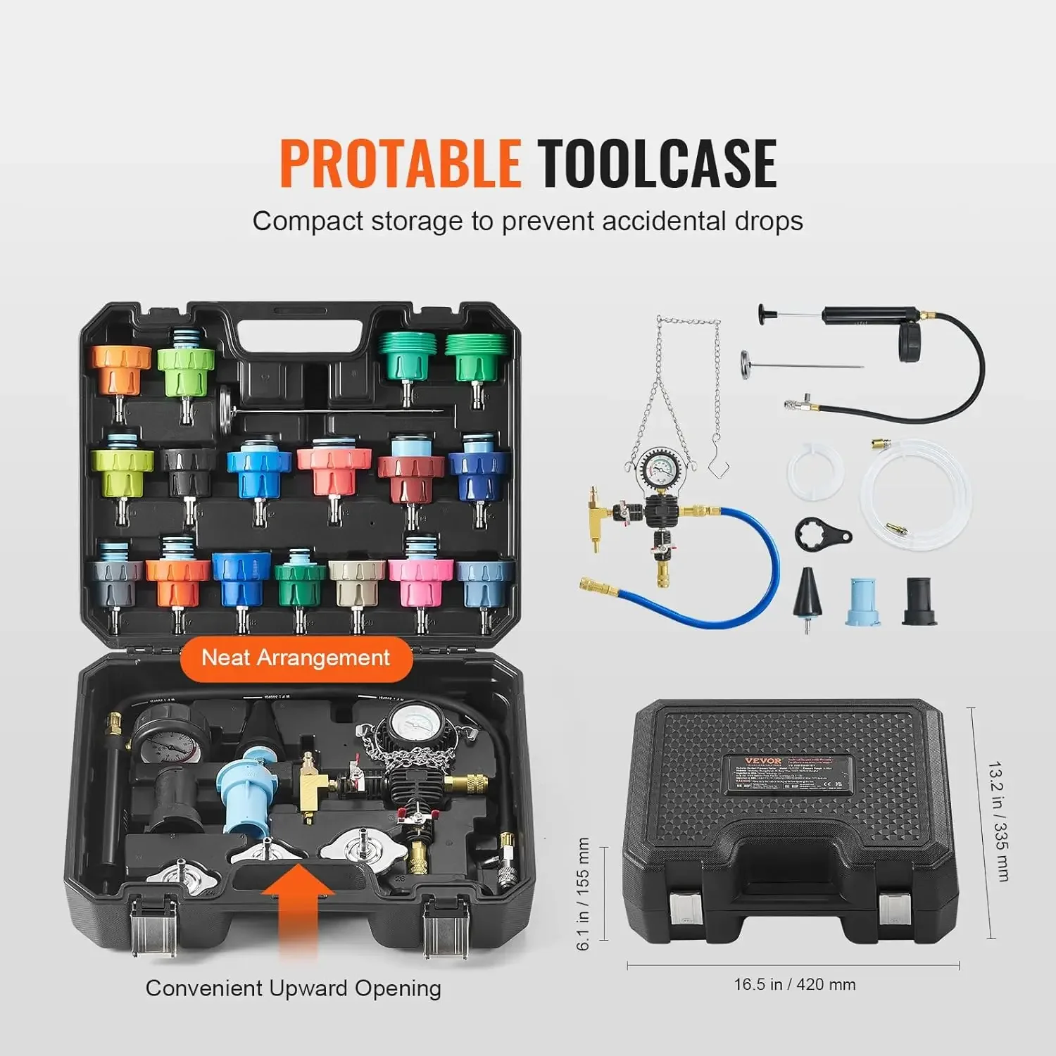 28 pcs Universal Radiator Pressure Tester Kit, Coolant Pressure Tester Kit with Manual Pump and Color-Coded Test Caps