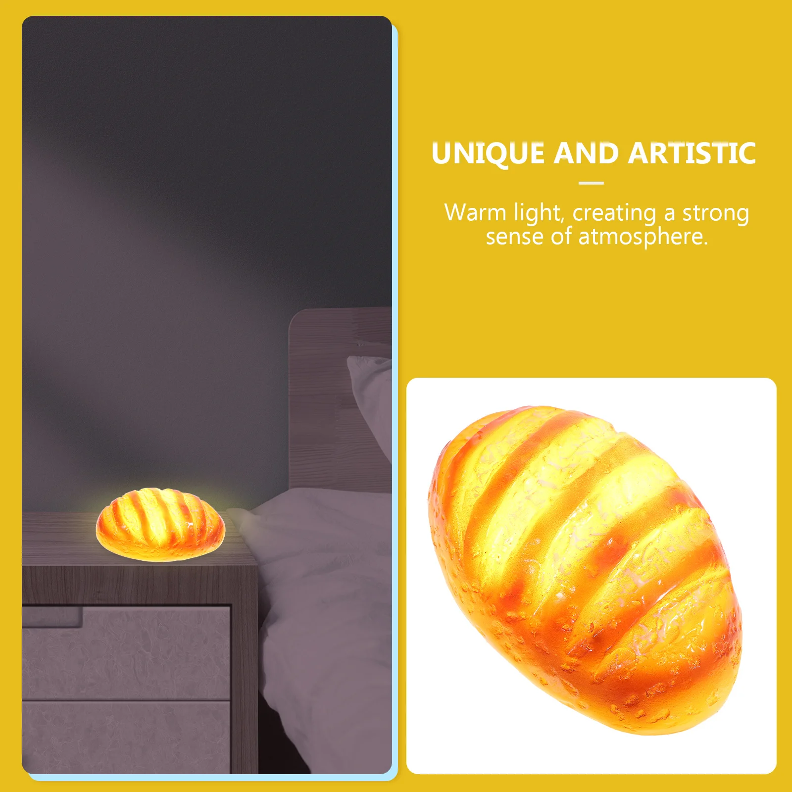 

1Pcs Creative Bread Night Lamp Decorative Desktop Light Energy Saving Bread Shape LED Night Light Home Decoration