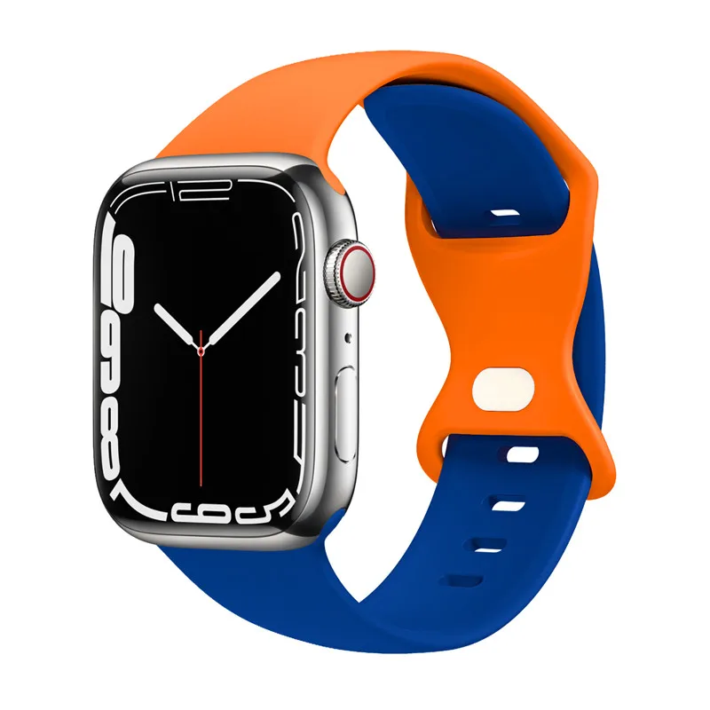 애플 워치 밴드용 소프트 실리콘 스트랩, 스포츠 고무 루프, 버터플라이 버클, 아이워치 49 울트라 5 4 3 2 38/42, 9, 8, 7, 6SE, 41mm, 45mm
