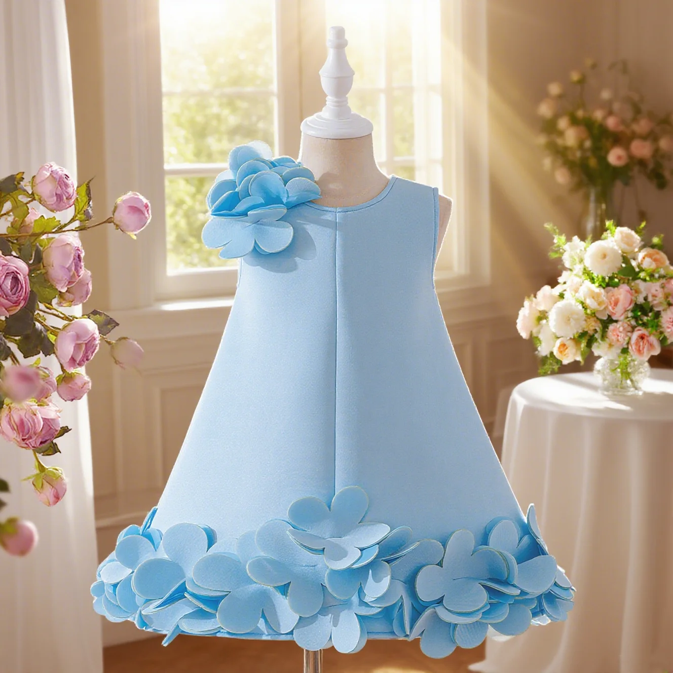 Children's dress high-end three-dimensional decorative flower girl piano host princess dress catwalk dress