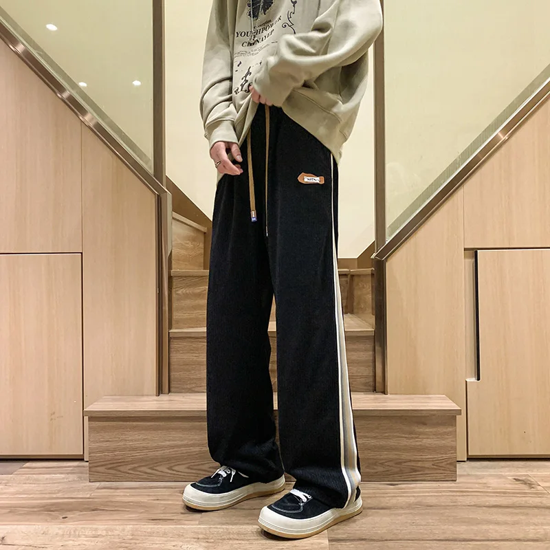 

Мужские вельветовые брюки в клетку для высоких мужчин, весна-осень, свободные, длинные, прямые, повседневные, удобные, дышащие, модные