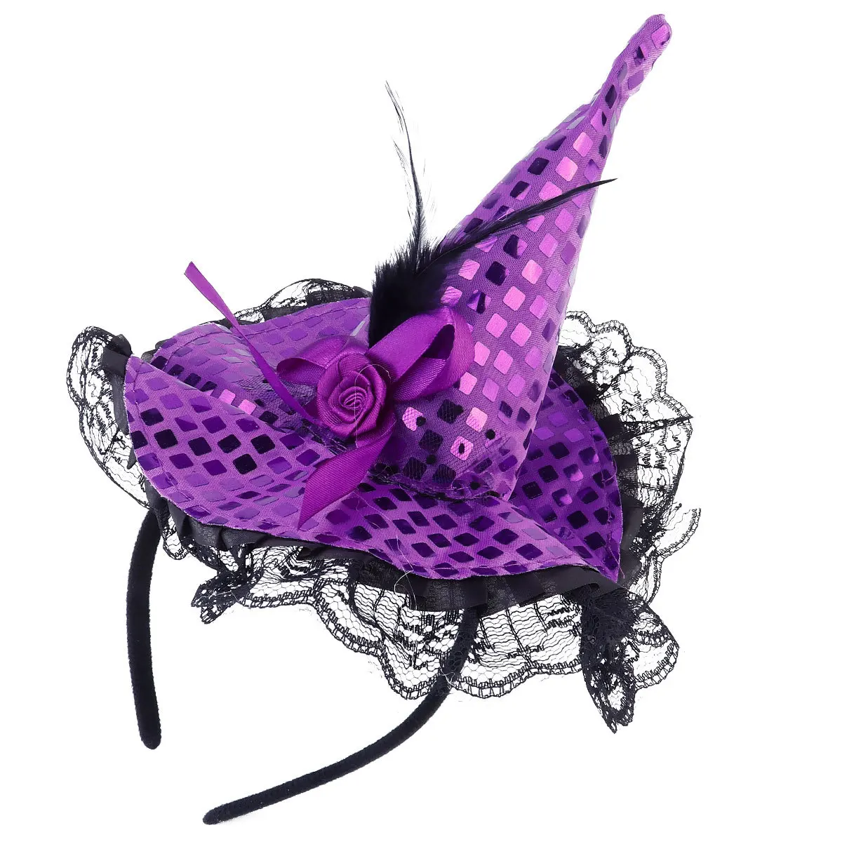 قبعة الساحرة أغطية الرأس لامعة الترتر هالوين زي ملحق للبالغين حفلة تنكرية تأثيري ديكور #3