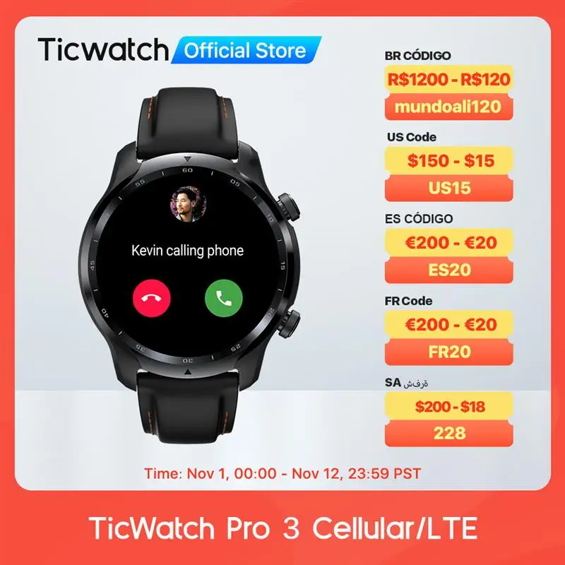 

Новинка! Смарт-часы TicWatch Pro 3 LTE Wear OS Vodafone/оранжевые мужские спортивные часы Snapdragon Wear 4100 8 Гб ROM от 3 до 45 дней