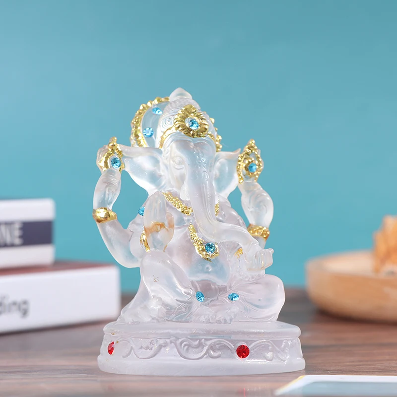 Ganesh Hindu Elephant God of Success Statue Resin Transparent Figurine Ornament