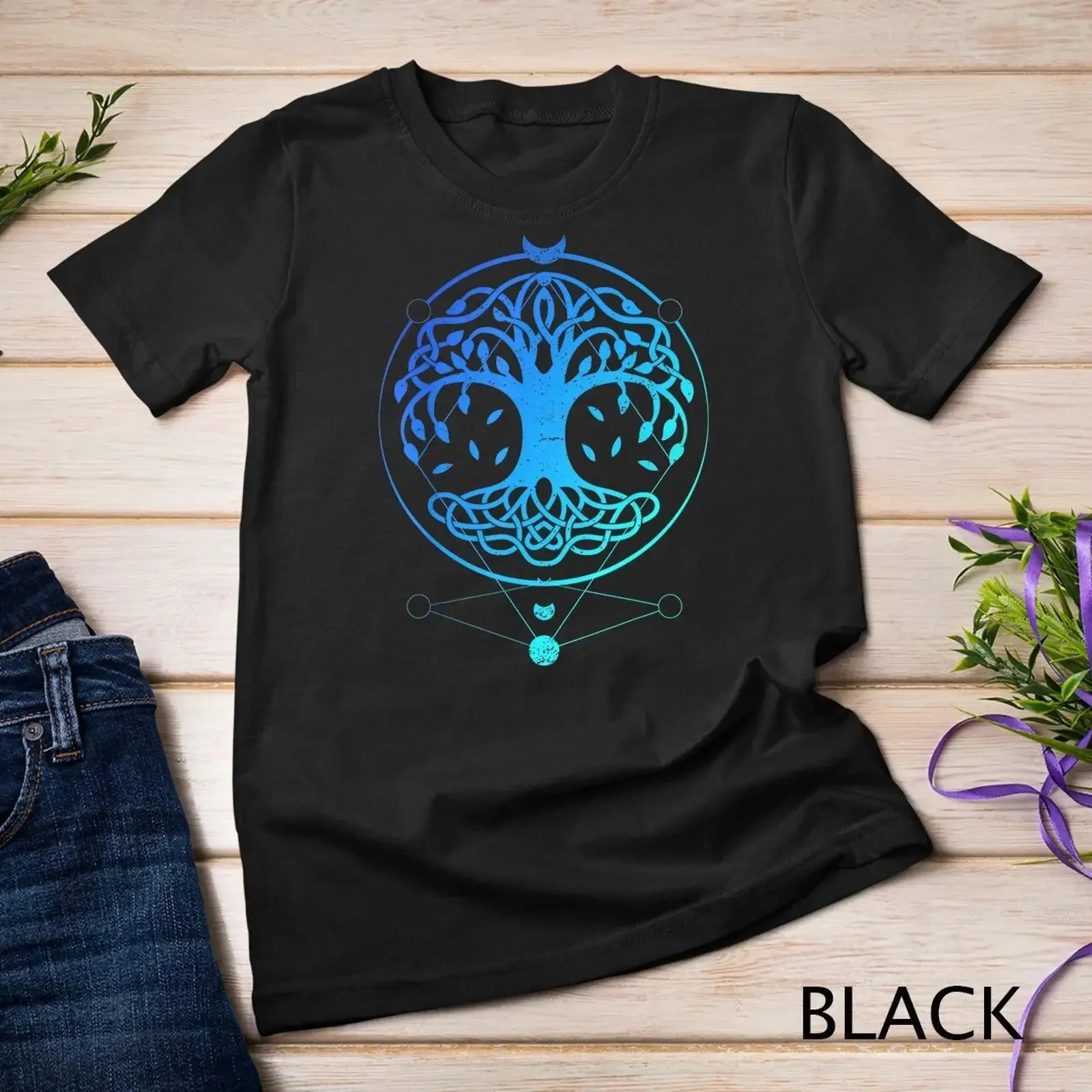 Mandala Geometric Tree Life Esoteric Geometry T Shirt  vintage Washed Unisex fashion Top For Everyday Wear Breathable