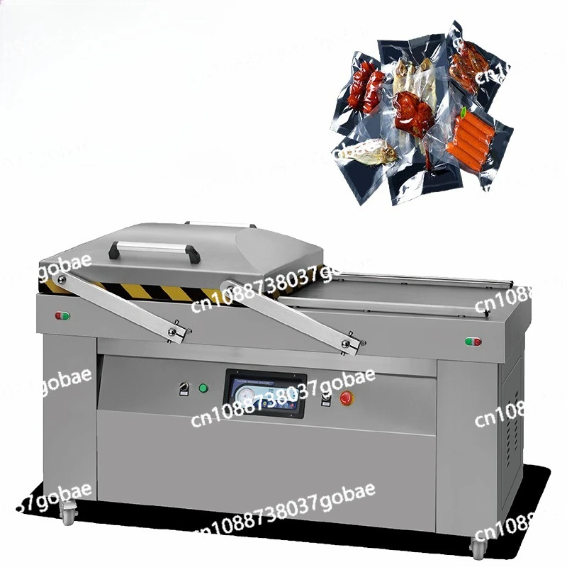 Large double chamber continuous vacuum packaging machine automatic flip vacuum sealing machine