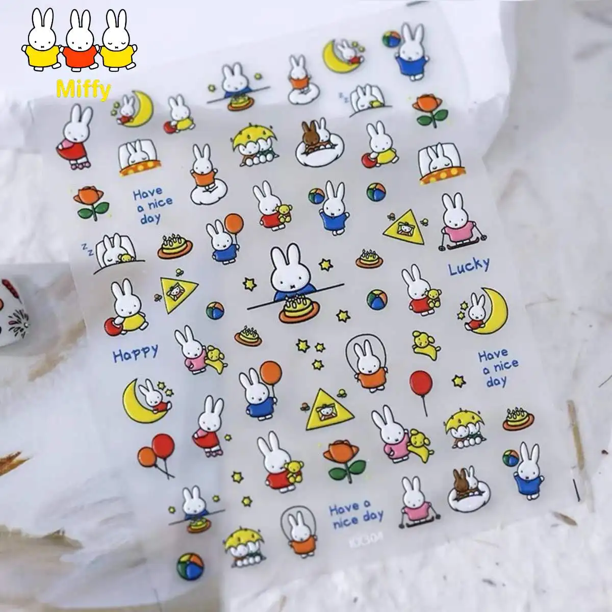 Anime Miffy Rabbit Nail Art Stickers with Cute Small Pattern
