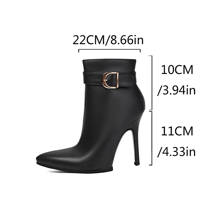 

YMECHIC 2026 Fall Winter Sexy Thin High Heel Ankle Boots Ladies Side Zipper Comfort Pointed Toe Buckle Women Shoes Black Beige