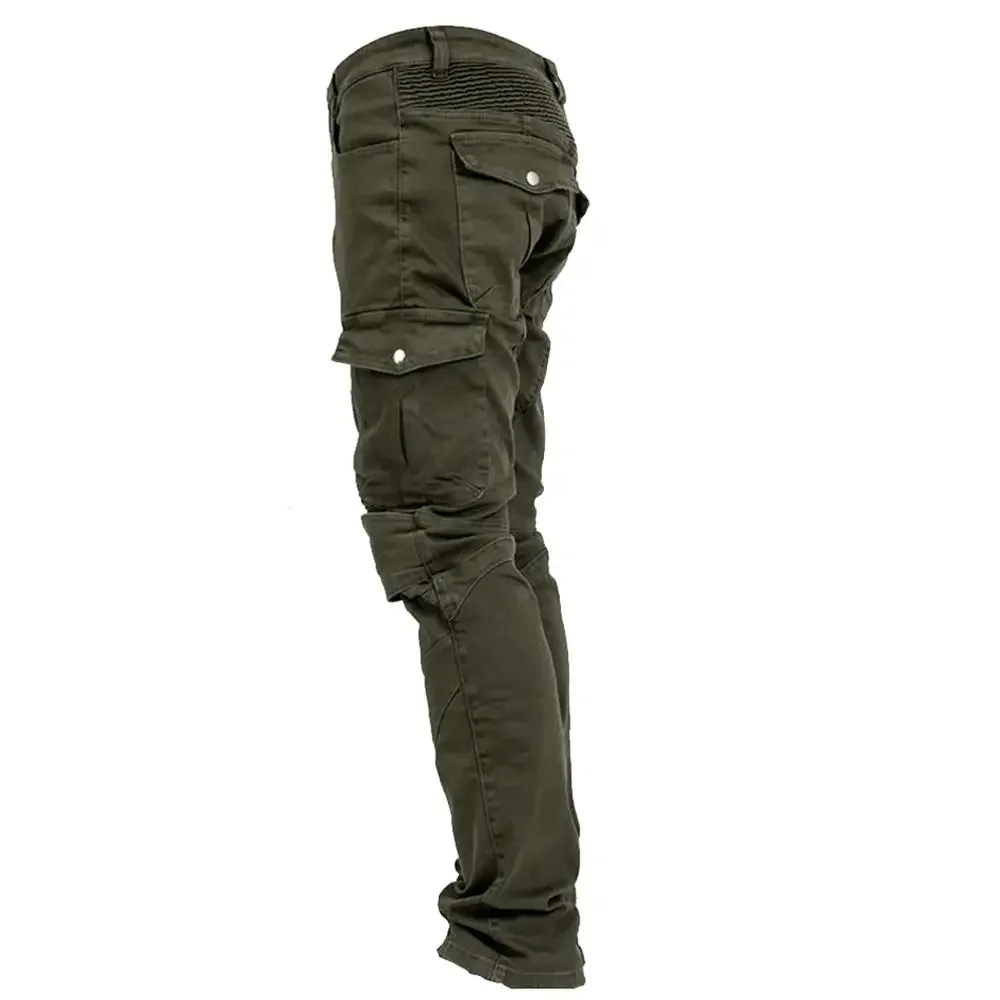 Men Unisex Motorcycle Riding Pants Motocross Racing Jeans Protective Pants W/4 x Detachable CE Certified Knee Hip Protector Pads