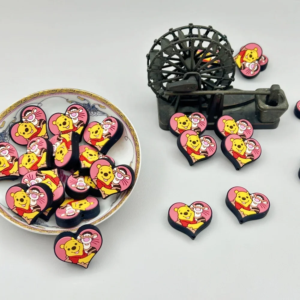 10PC DIY การ์ตูนยอดนิยมซิลิโคนลูกปัดจุกนมลูกปัดปากกาเครื่องประดับลูกปัดโฟกัสซิลิคอนเกรดอาหารสําหรับของเล่นเด็ก