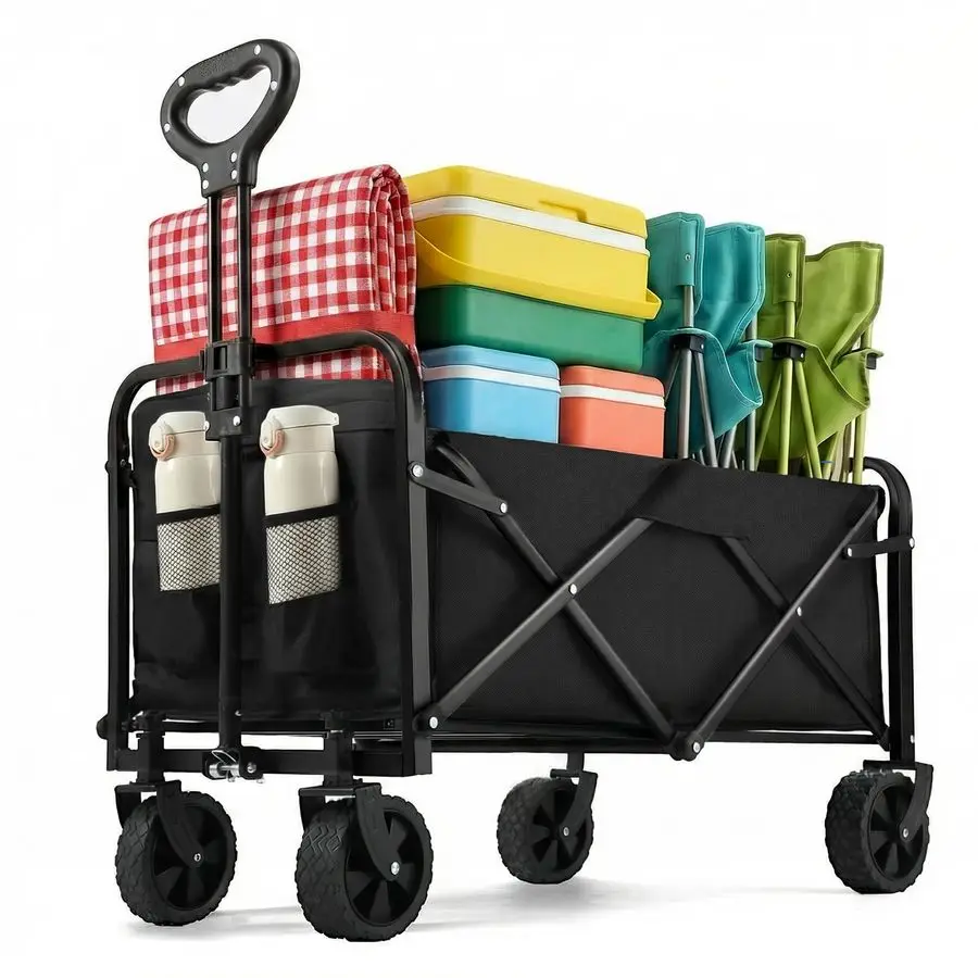 

Складная тележка на 220 фунтов, сверхпрочная складная тележка, портативная тележка для продуктов, пляжная тележка с колесами для любой местности