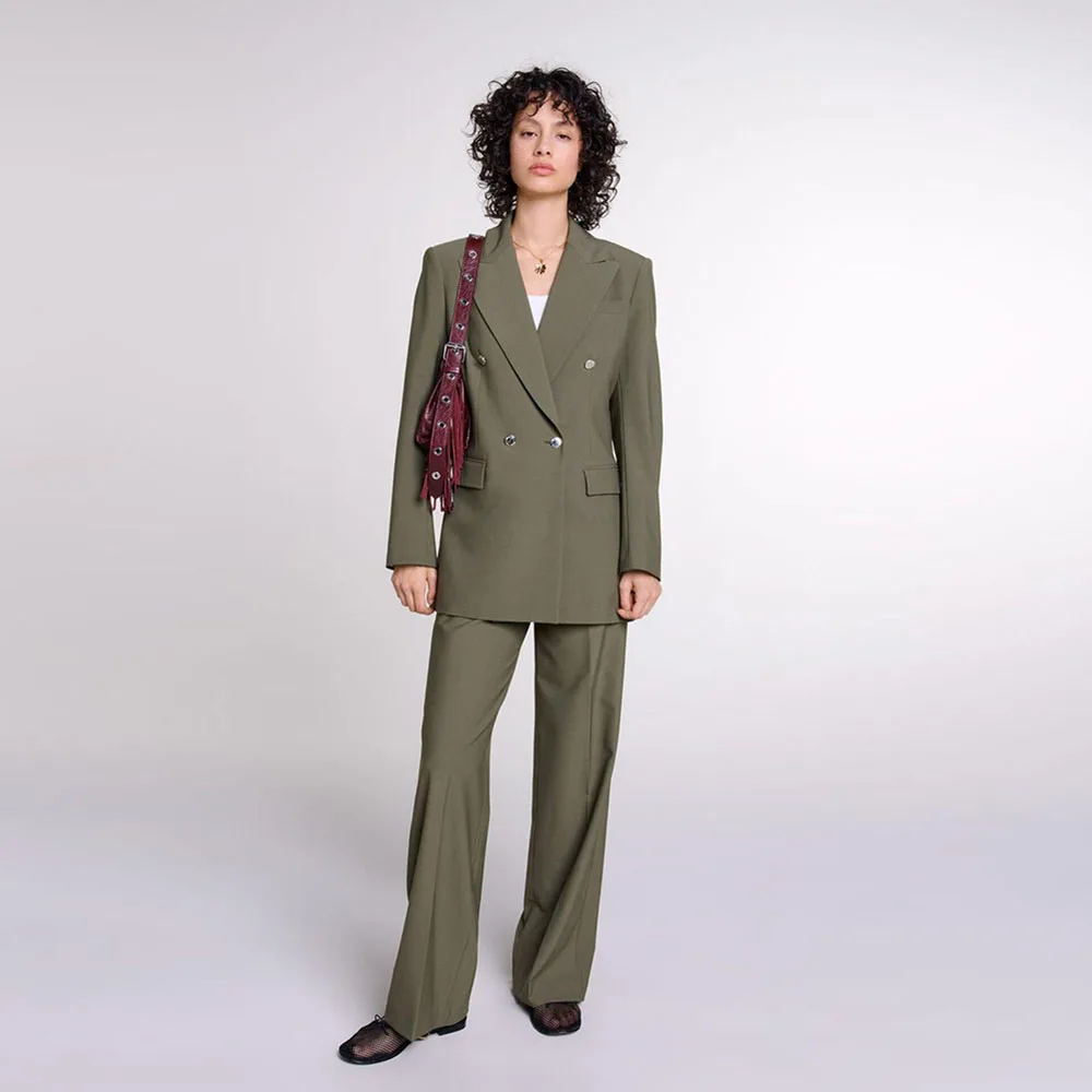 

Classic Women Suits High Quality Business Formal Occasion 2 Pieces Jacket Pant Peak Lapel Double Breasted Female Fashion