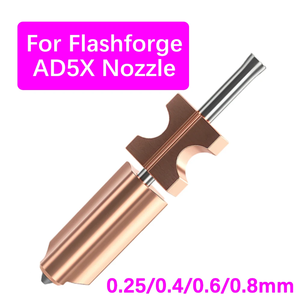 

Hardened Steel Nozzles For Flashforge AD5X 0.25 0.4 0.6 0.8mm Quick-Swap Nozzle For FlashForge 3D Printer Ad5x Extruder Hotend