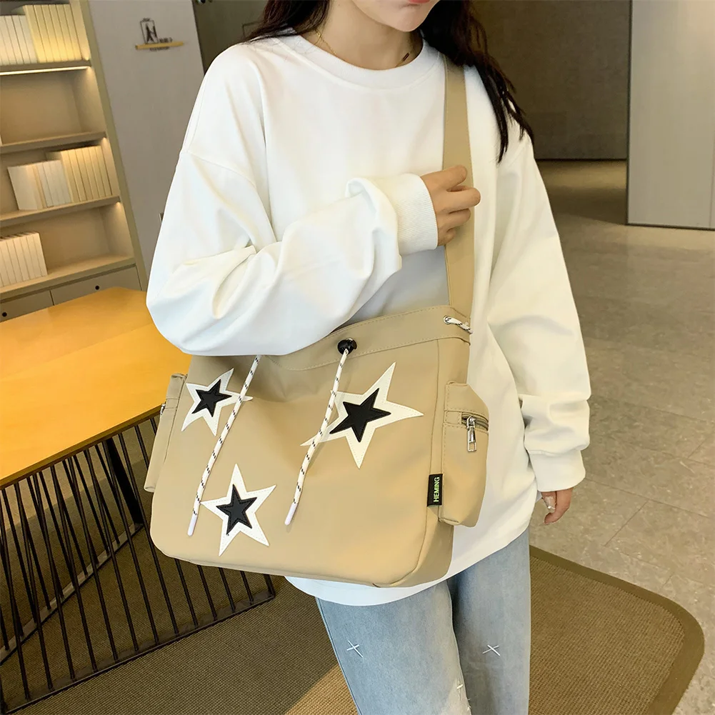 المرأة لطيف ستار حقيبة ساعي الرباط سعة كبيرة النايلون Kawaii محفظة Crossbody حقيبة كتف جمالية لطلاب الكلية #4