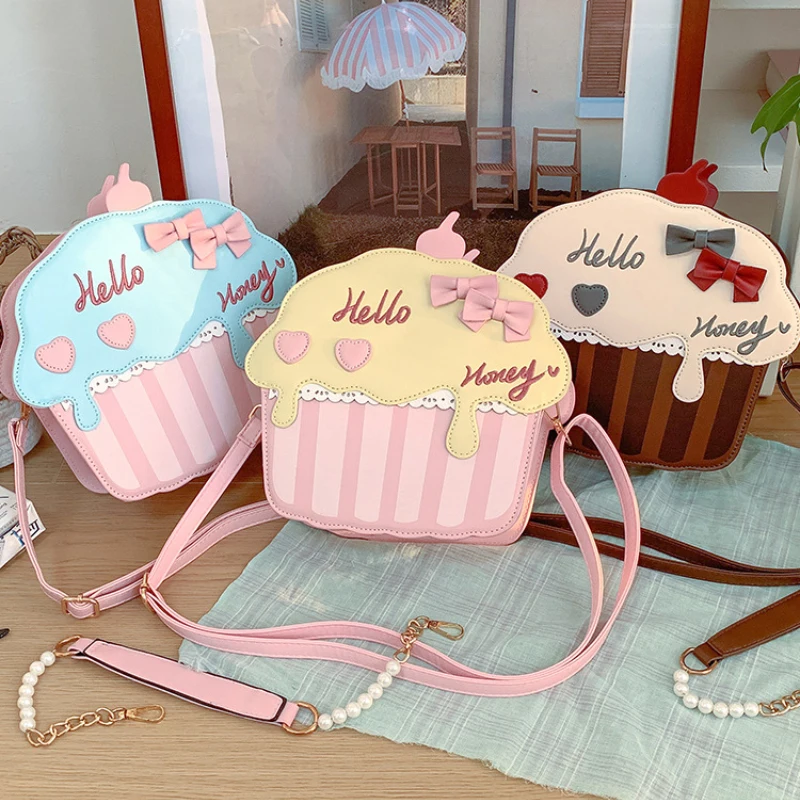 Japanese Lolita Sweet Bowknot Chain Handbag Retro Girly Mini Tote Bag Elegant Kawaii Shoulder Crossbody Bag Party Gift Bag
