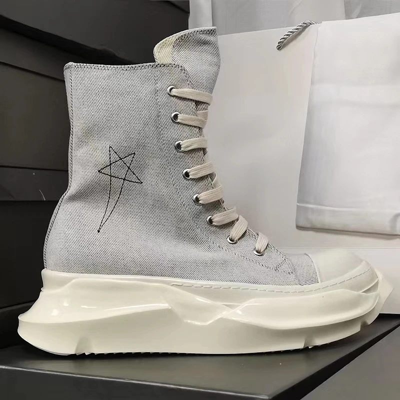 24ss Designer Merk Rick Canvas Schoenen Pentagram Borduurwerk Owens Schoenen Voor Vrouwen Veteraan In Hoogte Oplopende Ro Mannelijke Sneakers