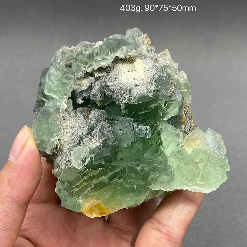 100% Natural China hu nan Xianghualing green Vitreous Transparent Fluorite Specimen Calcite Healing Crystal Stone