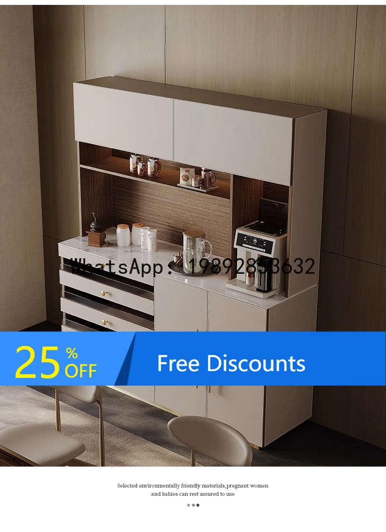 CZ  Multi-functional Wall-mounted Integrated Solid Wood Storage Cabinet High-end Feel Rock Board Wine Cabinet Sideboard